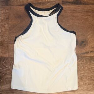 Women's White and Black Sleeveless Top